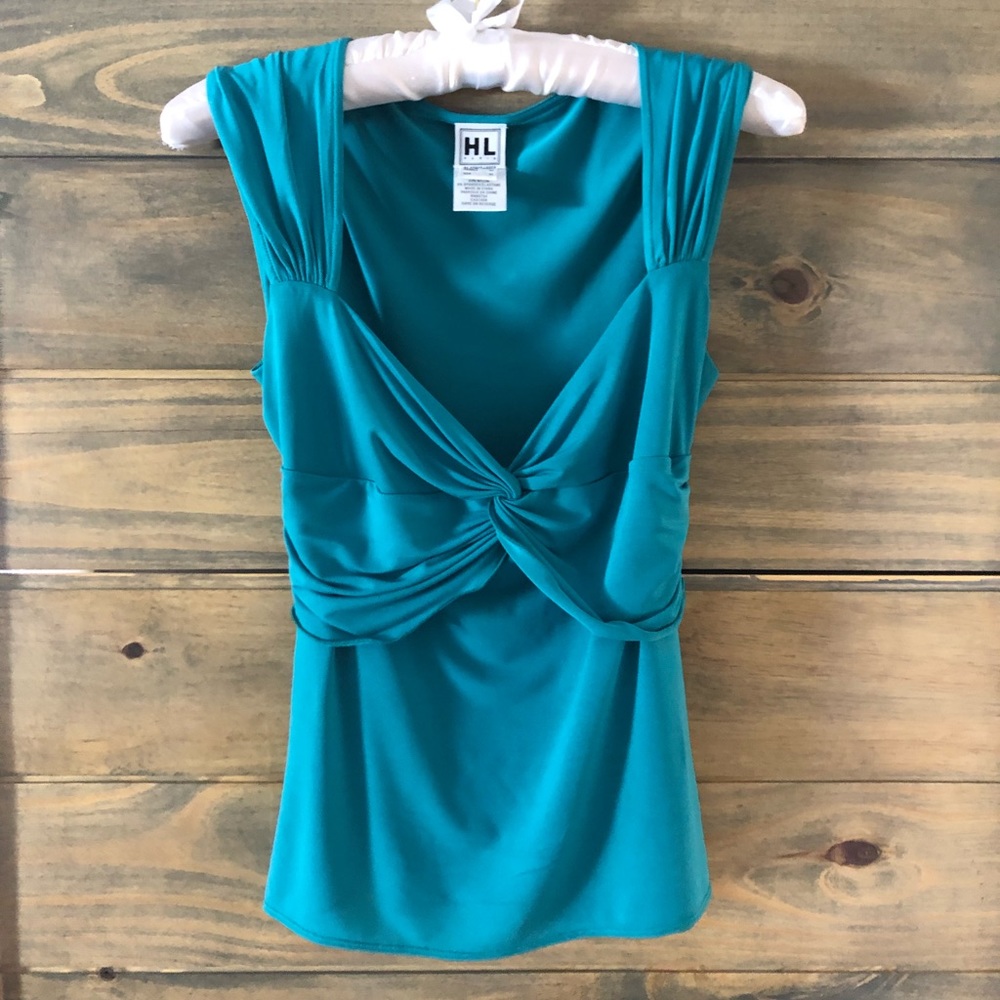 COPY - Herve Leger Beautiful Crisscross Teal Blouse